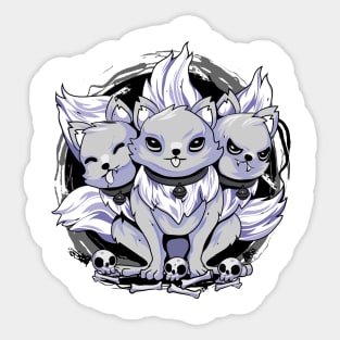 3 Head Dog Pastel Goth Black & White Sticker